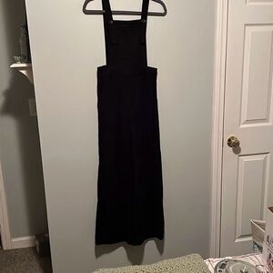 Cider Women's Black Solid Square Neck Sleeveless Corduroy Overalls NWT
